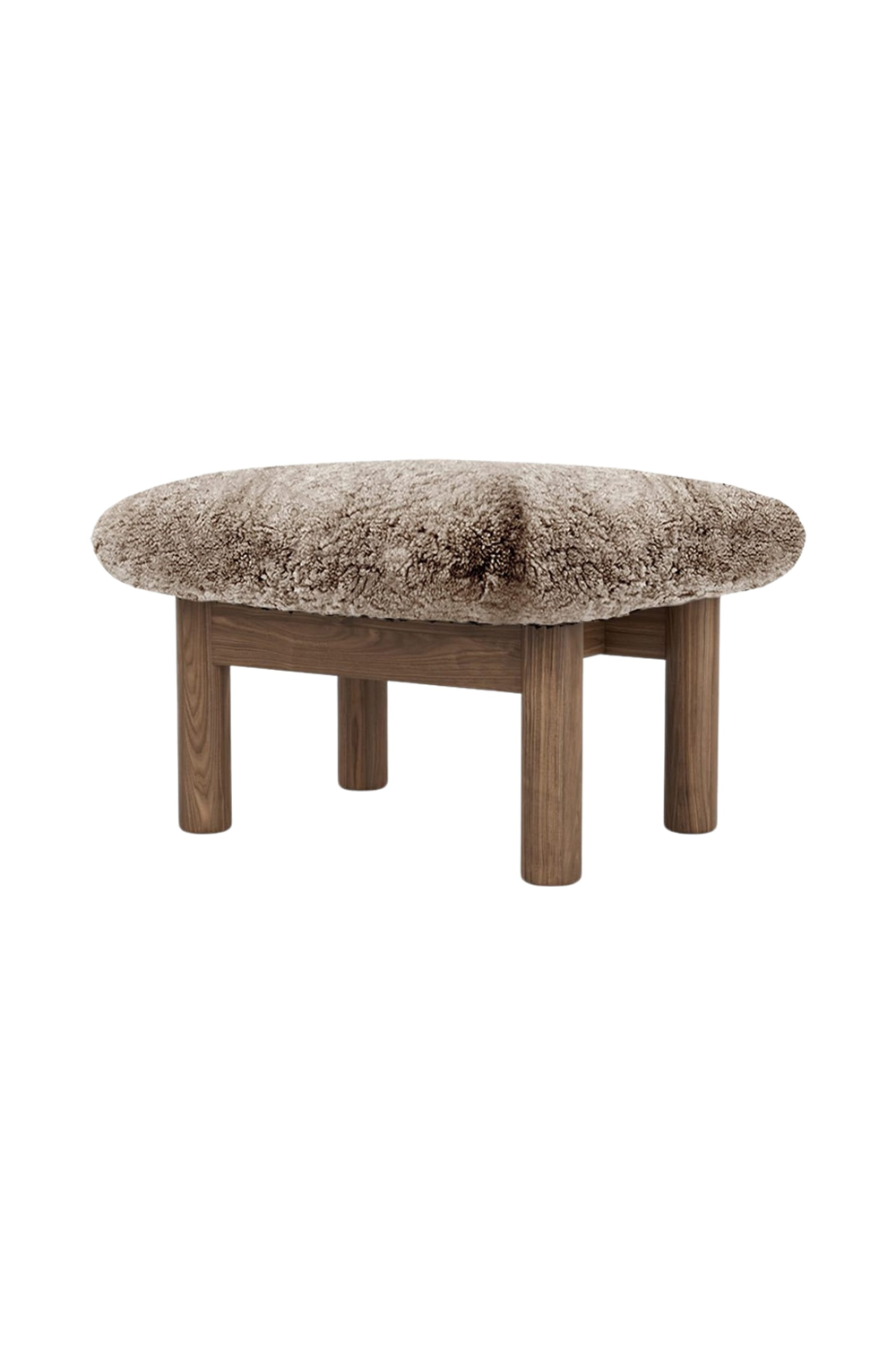 Wooden Leg Sheepskin Ottoman | Audo Copenhagen Brasilia | Oroa.com