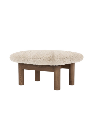 Wooden Leg Sheepskin Ottoman | Audo Copenhagen Brasilia | Oroa.com