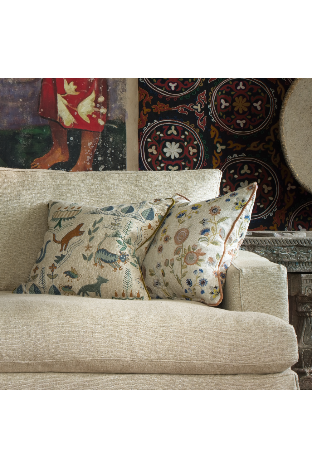 Embroidered Linen Cushion | Andrew Martin Scout | Oroa.com