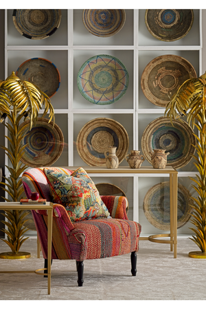 Multi-Colored Embroidered Cushion | Andrew Martin Forest | Oroa.com