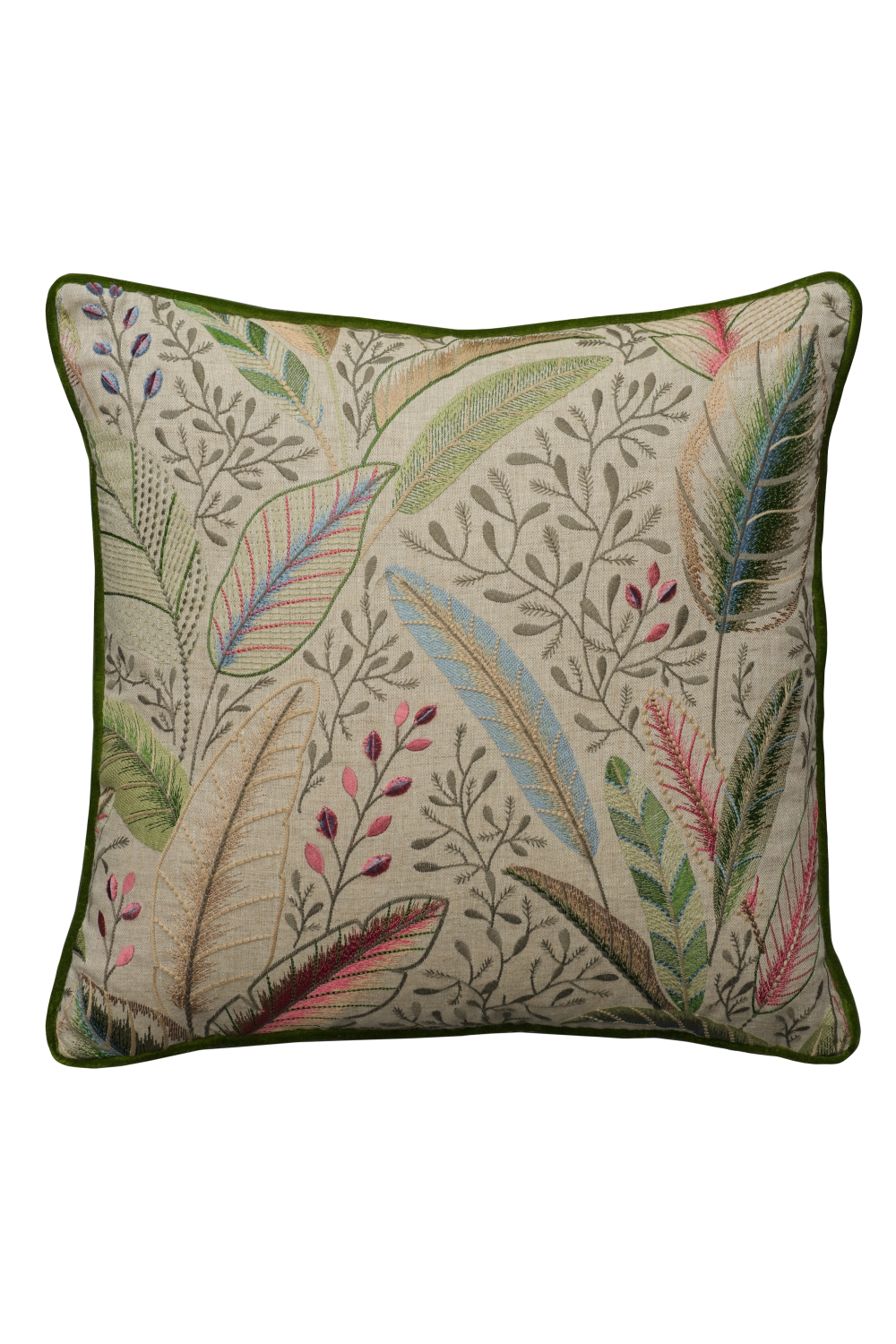 Foliage Embroidery Linen Cushion | Andrew Martin Spirit | Oroa.com