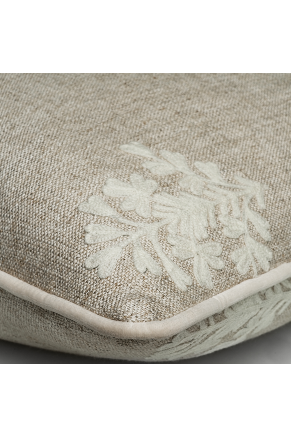 Ivory Linen Embroidered Cushion | Andrew Martin Alba | Oroa.com