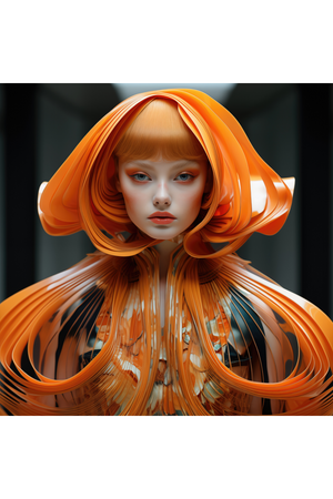 Orange Woman Plexiglass Artwork | Andrew Martin Coral Futura | Oroa.com