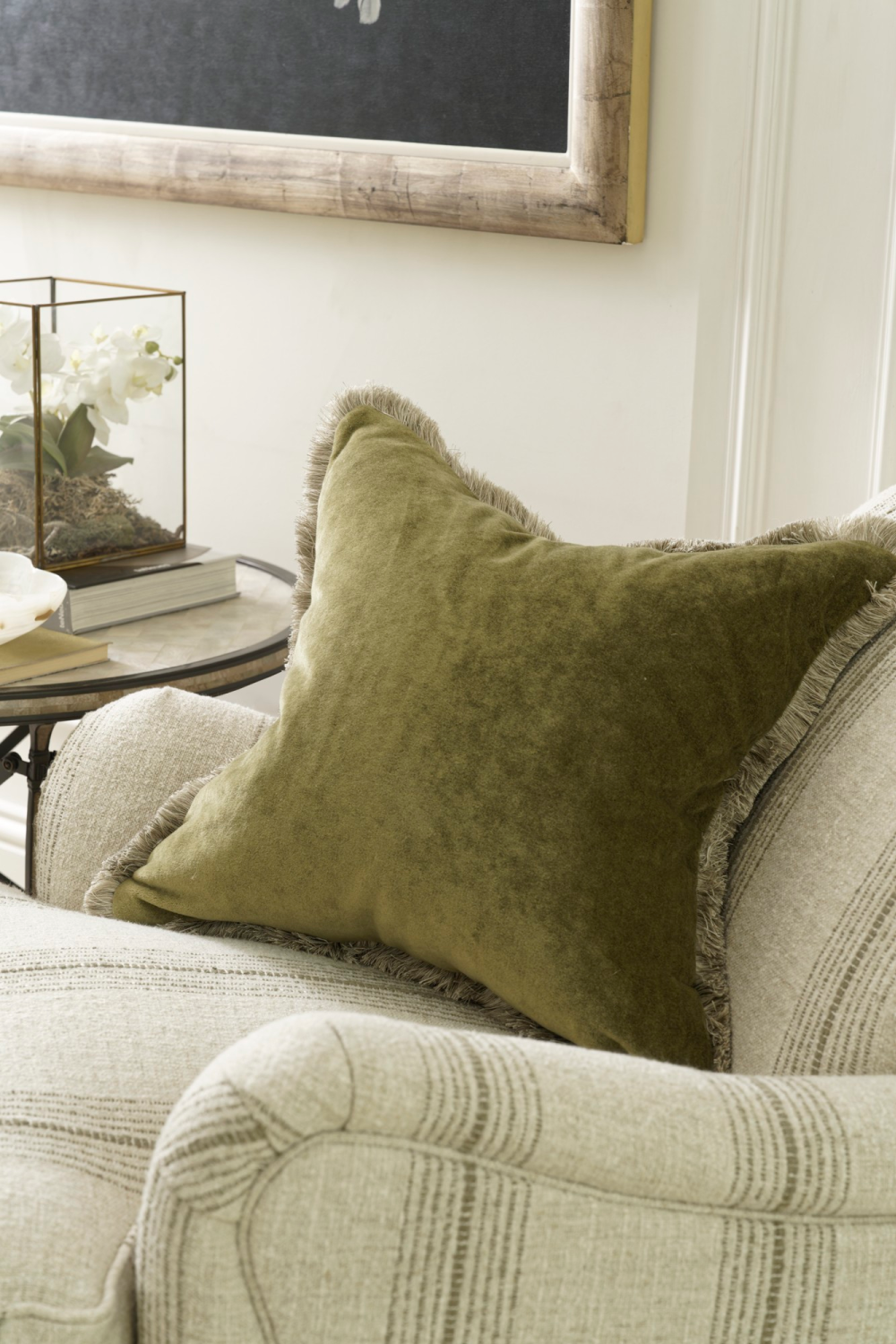 Two-Tone Trimmed Velvet Cushion | Andrew Martin Venetia | Oroa.com