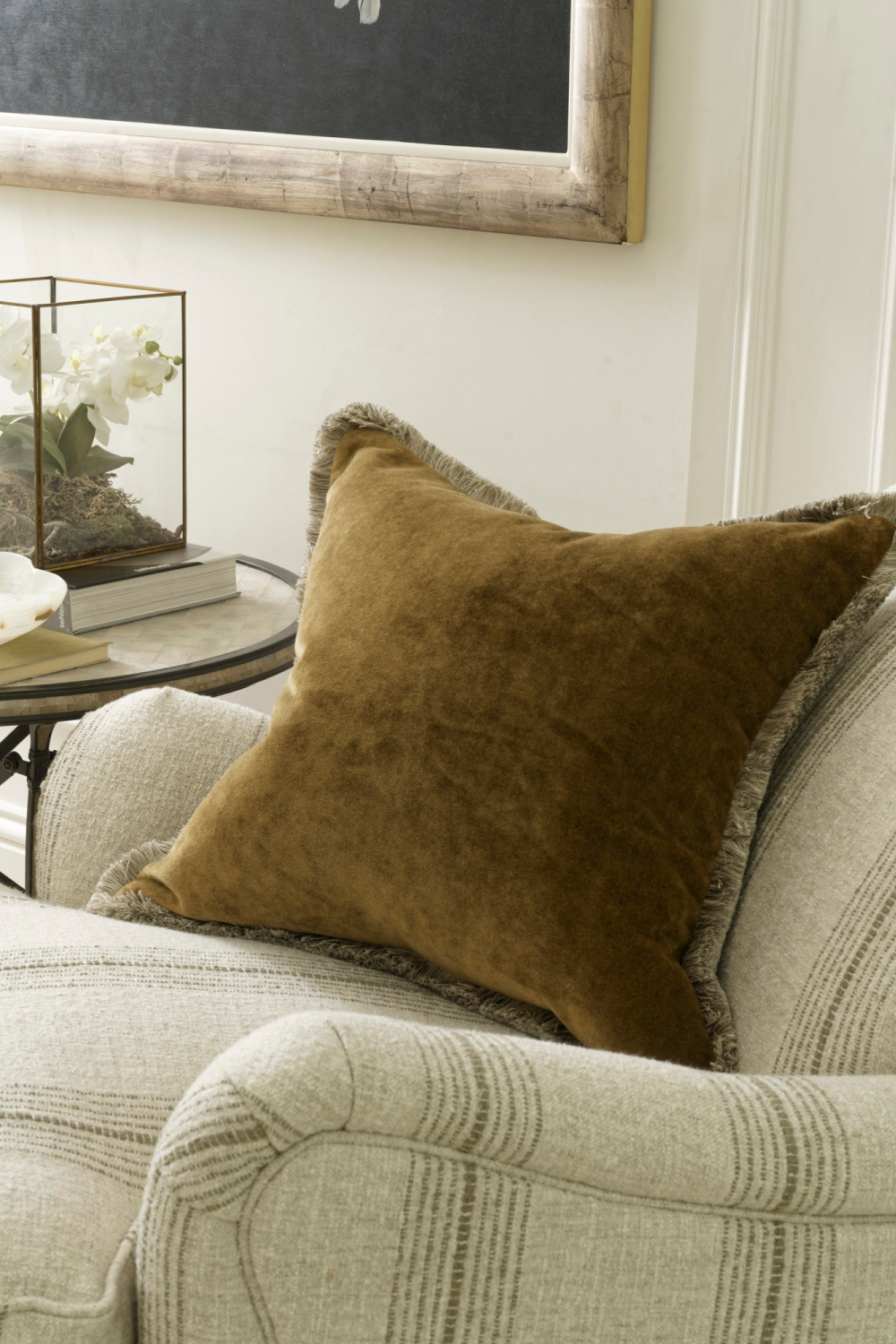 Two-Tone Trimmed Velvet Cushion | Andrew Martin Venetia | Oroa.com