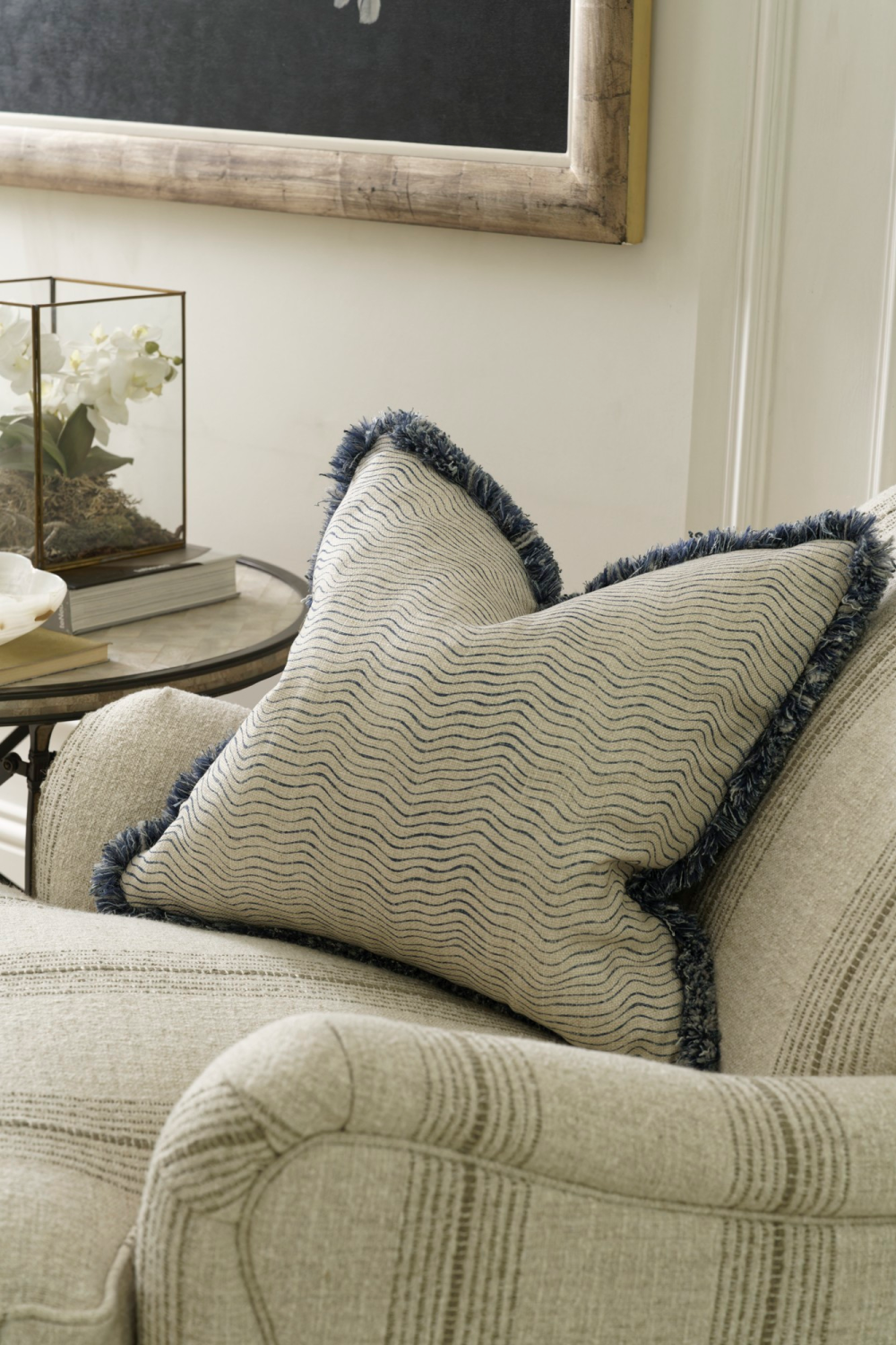 Wavy Pattern Linen Cushion | Andrew Martin Canalasso | Oroa.com