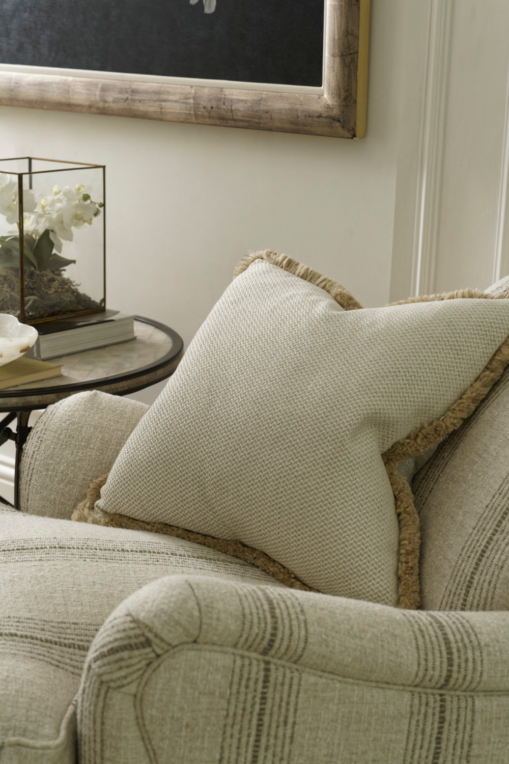 Chenille Herringbone Trimmed Cushion | Andrew Martin Sanremo | Oroa.com