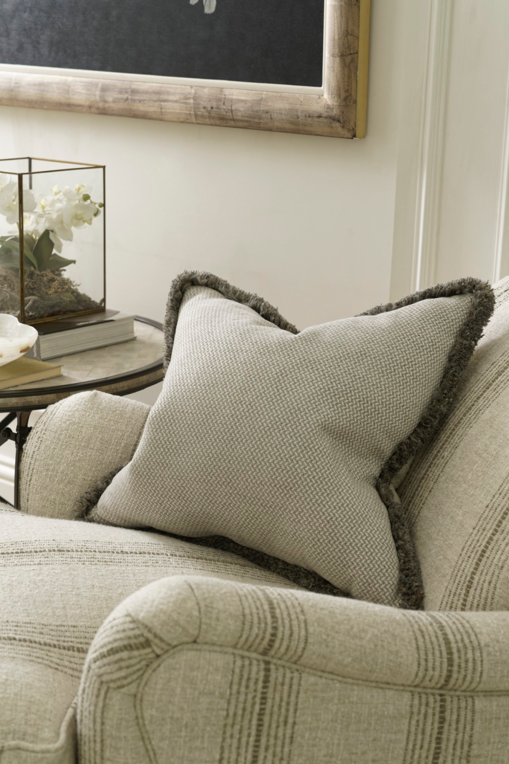 Chenille Herringbone Trimmed Cushion | Andrew Martin Sanremo | Oroa.com