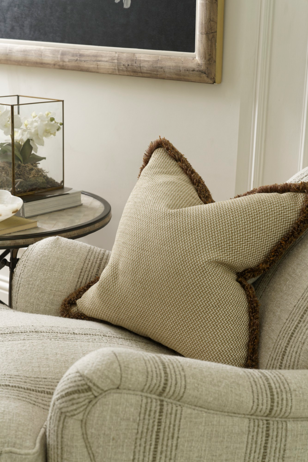 Chenille Herringbone Trimmed Cushion | Andrew Martin Sanremo | Oroa.com