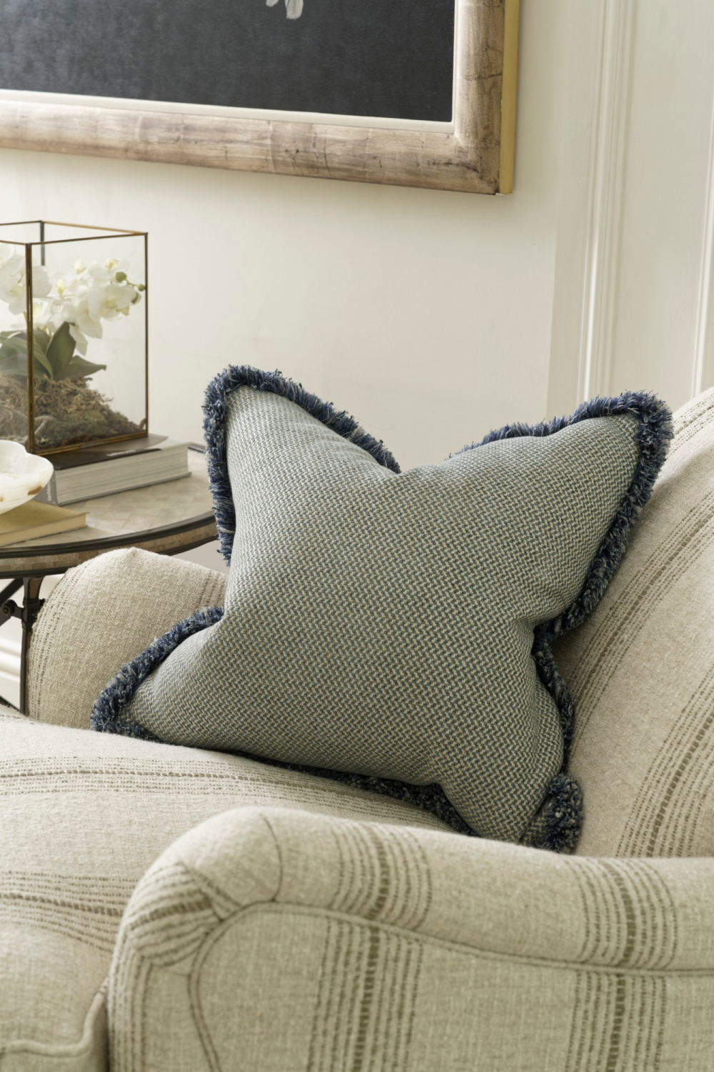 Chenille Herringbone Trimmed Cushion | Andrew Martin Sanremo | Oroa.com