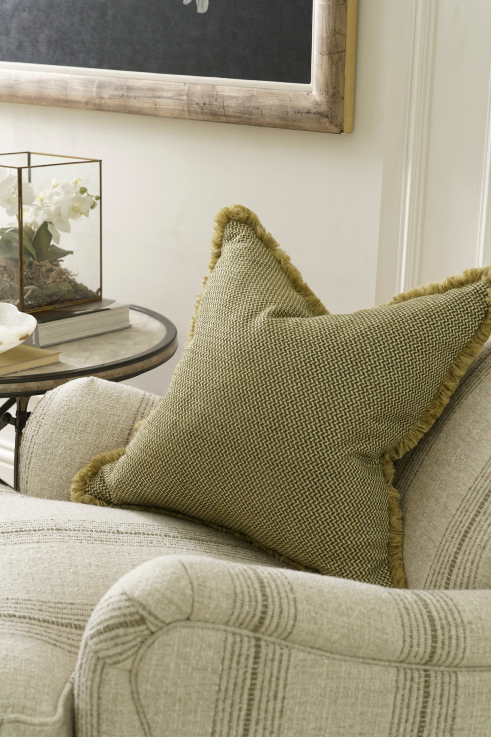 Chenille Herringbone Trimmed Cushion | Andrew Martin Sanremo | Oroa.com