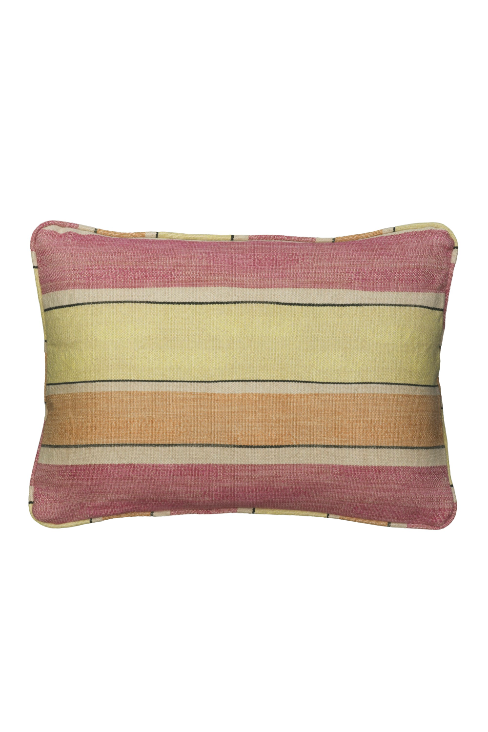 Striped Linen Rectangular Cushion | Andrew Martin Santorini Lime Rose | Oroa.com