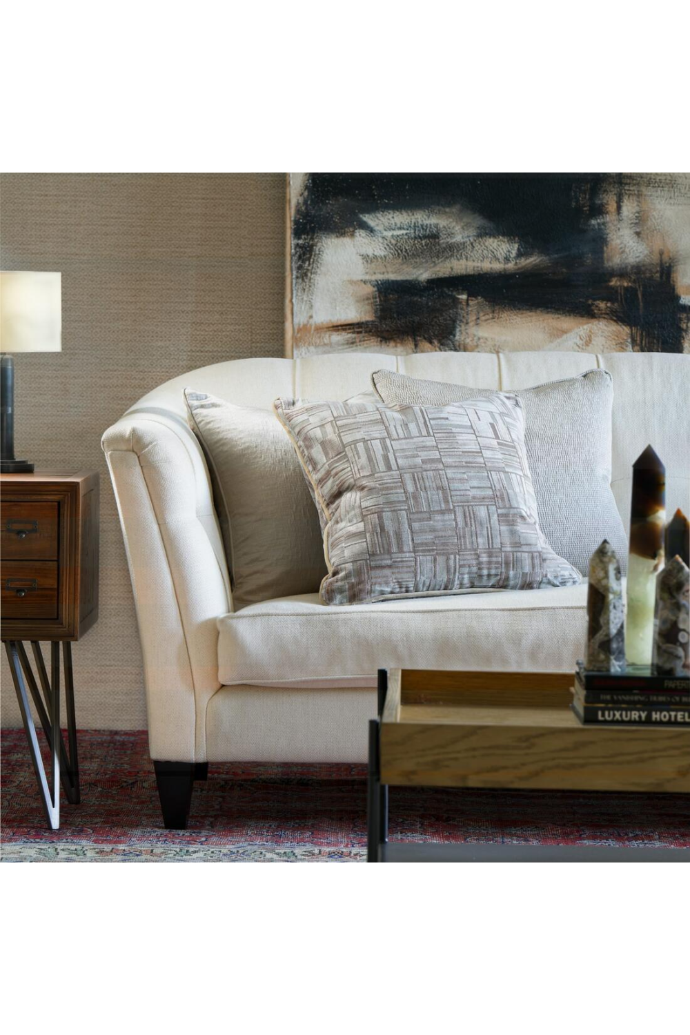 Geometric Epingle Velvet Cushion | Andrew Martin Lexington | Oroa.com