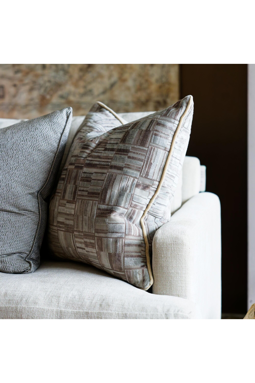 Geometric Epingle Velvet Cushion | Andrew Martin Lexington | Oroa.com