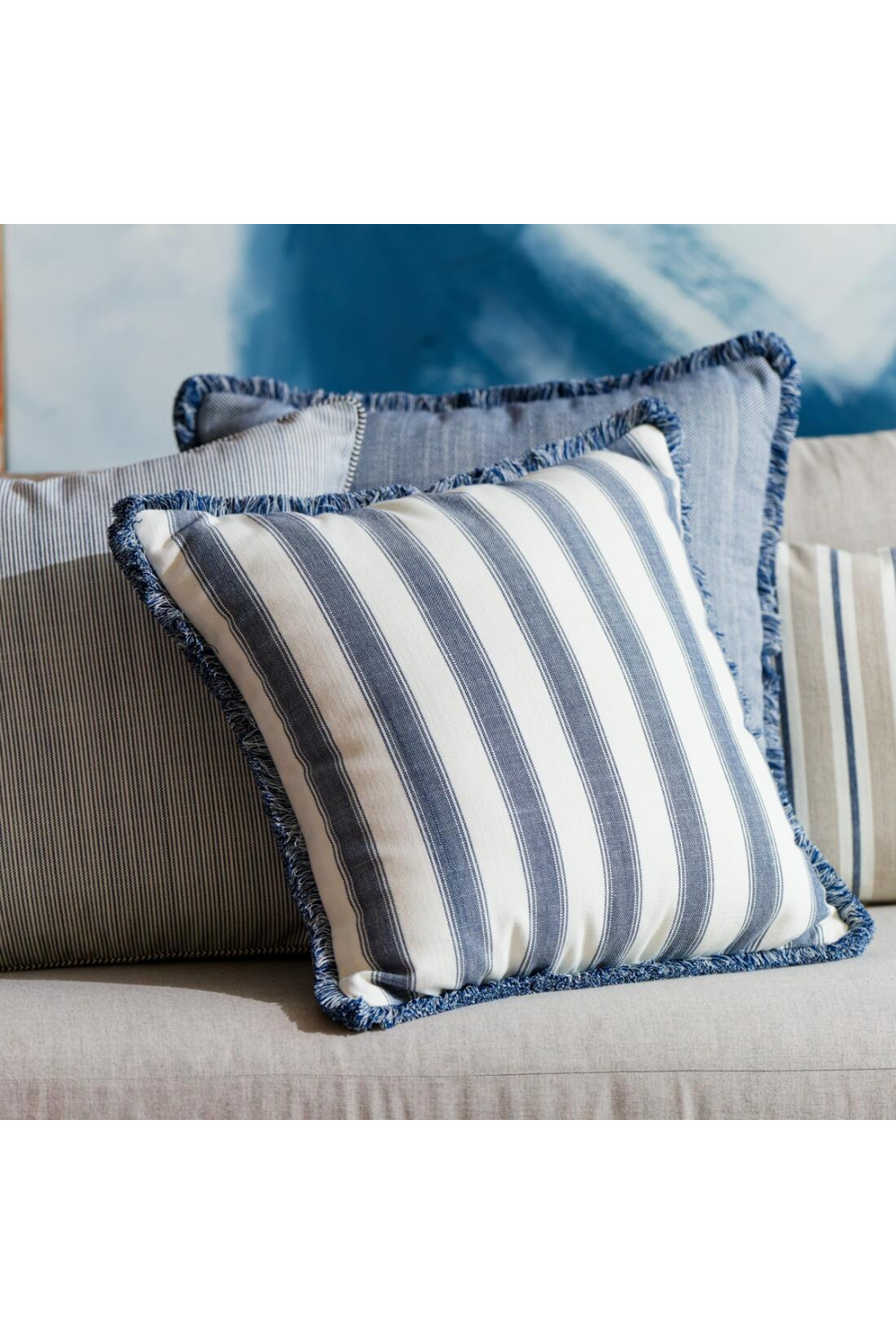Trimmed Stripe Outdoor Cushion | Andrew Martin Tote | Oroa.com