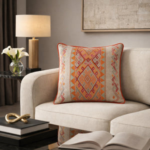   Orange Patterned Square Cushion | Oroa.com