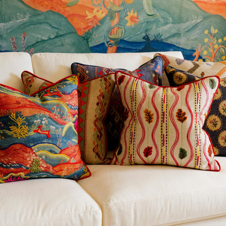 Embroidered Oak Leaves Cushion | Andrew Martin Falling Leaves | Oroa.com