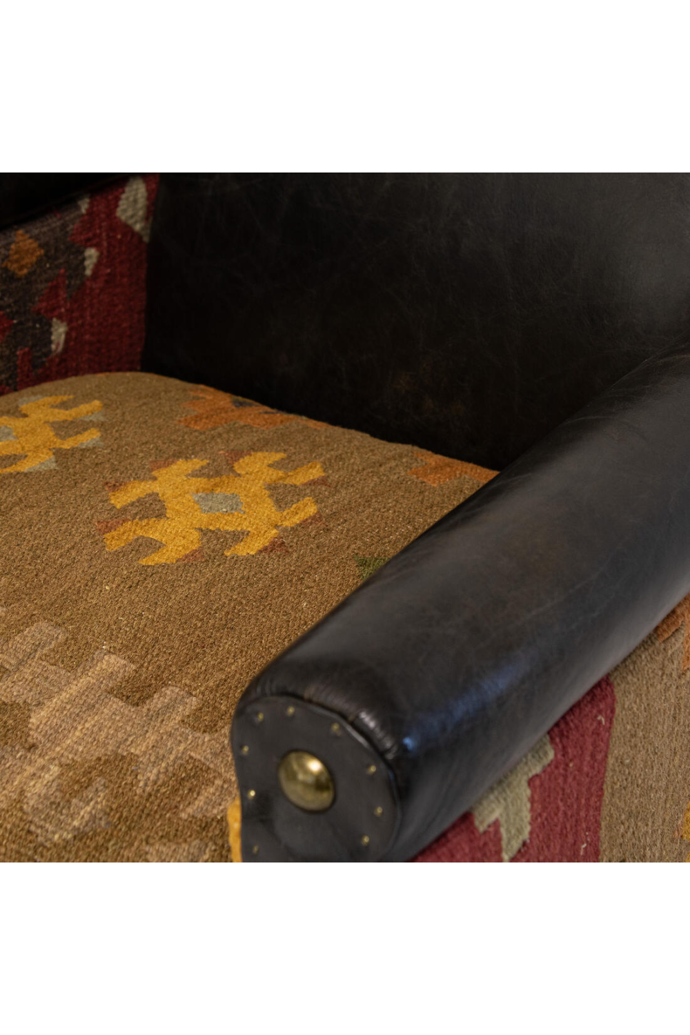 Brown Leather Kilim Chair | Andrew Martin Marlborough | Oroa.com