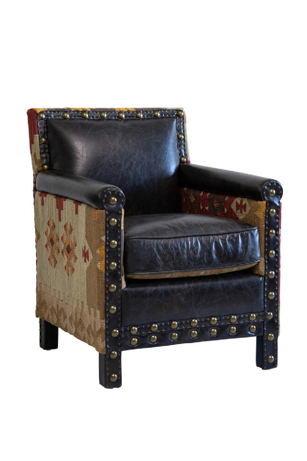 Brown Leather Kilim Chair | Andrew Martin Marlborough | Oroa.com