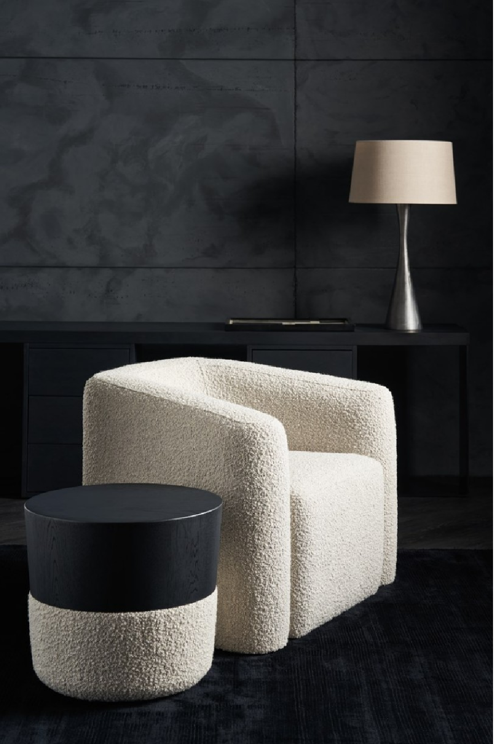 White Boucle Lounge Chair | Andrew Martin Faye | Oroa.com