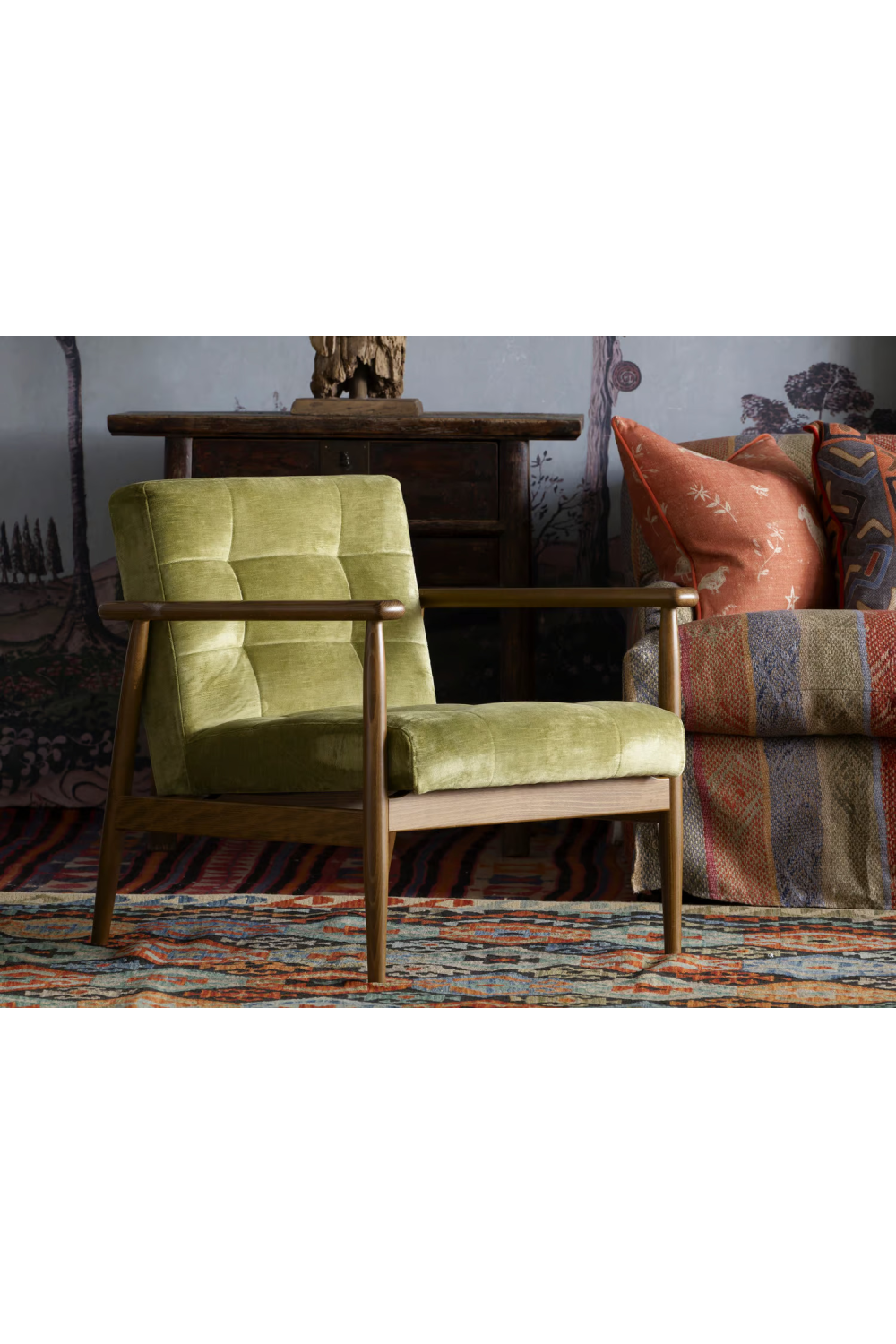 Velvet Mid-Century Lounge Armchair | Andrew Martin Roman | Oroa.com