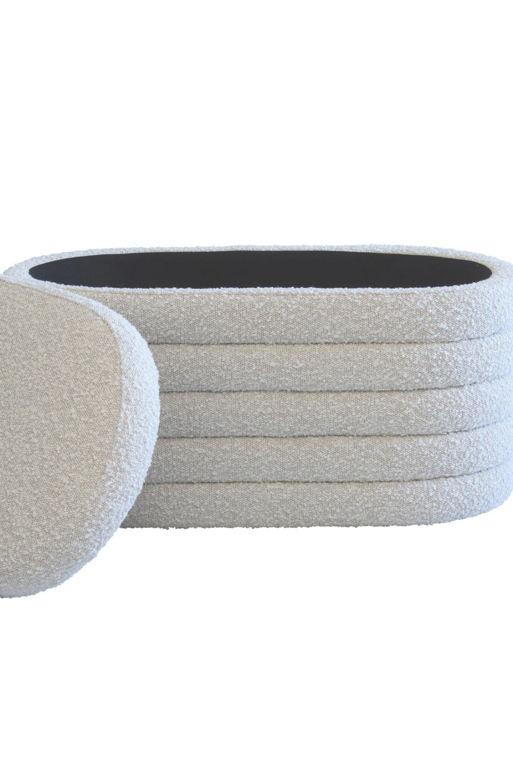 Cream Bouclé Oval Ottoman | Andrew Martin Ofali | Oroa.com
