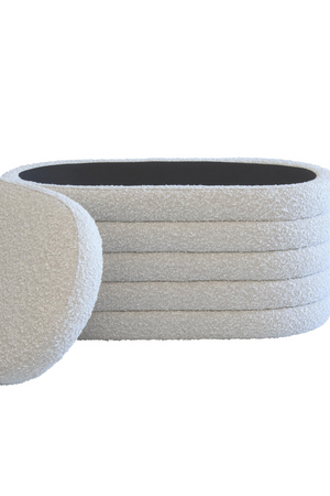 Cream Bouclé Oval Ottoman | Andrew Martin Ofali | Oroa.com