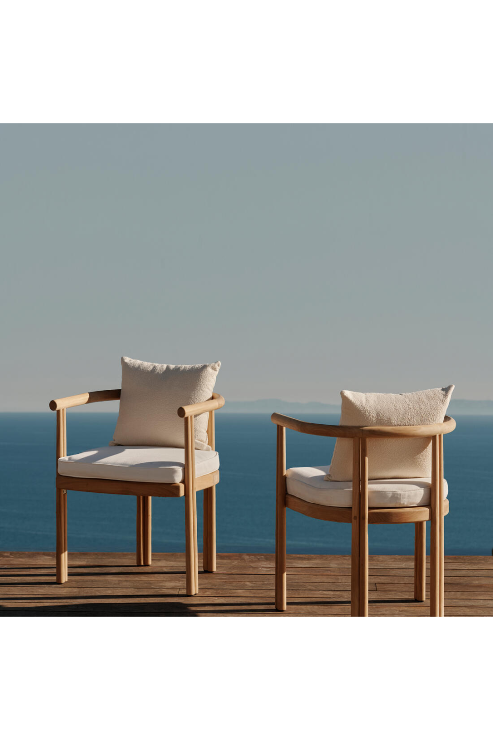 Curved Teak Outdoor Dining Armchair | Andrew Martin Cove | Oroa.com