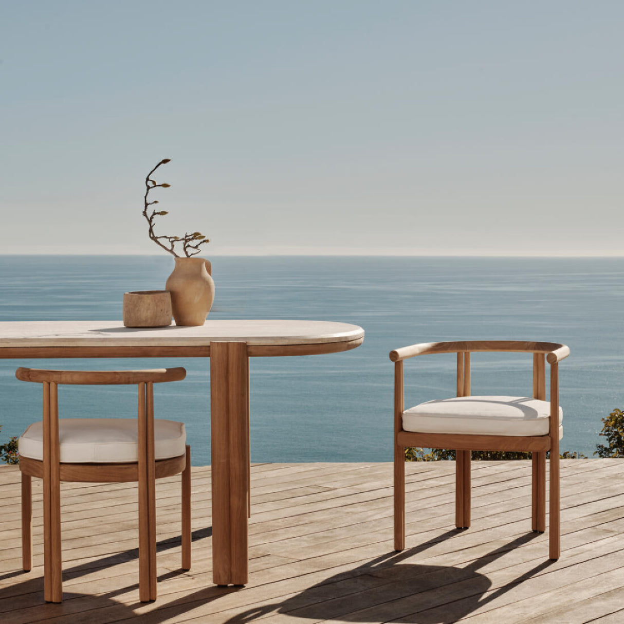   Curved Teak Outdoor Dining Armchair | Oroa.com