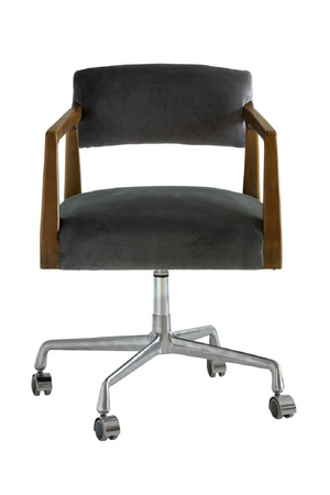 Gray Velvet Swivel Desk Chair | Andrew Martin Theo | Oroa.com