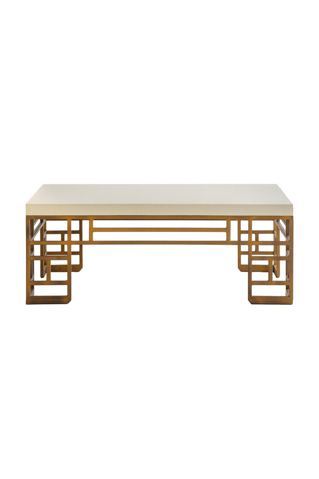 Cream Linen Brass Coffee Table | Andrew Martin Minerva | Oroa.com