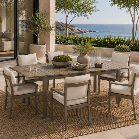   Taupe Extendable Outdoor Dining Table | Oroa.com