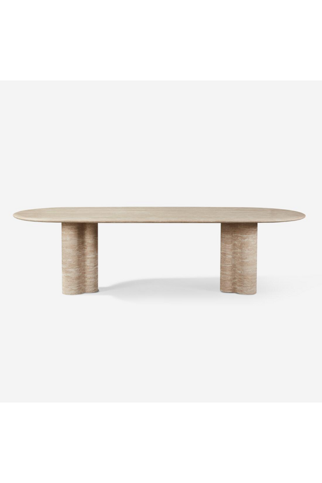 Oval Travertine Outdoor Dining Table | Andrew Martin Porto | Oroa.com