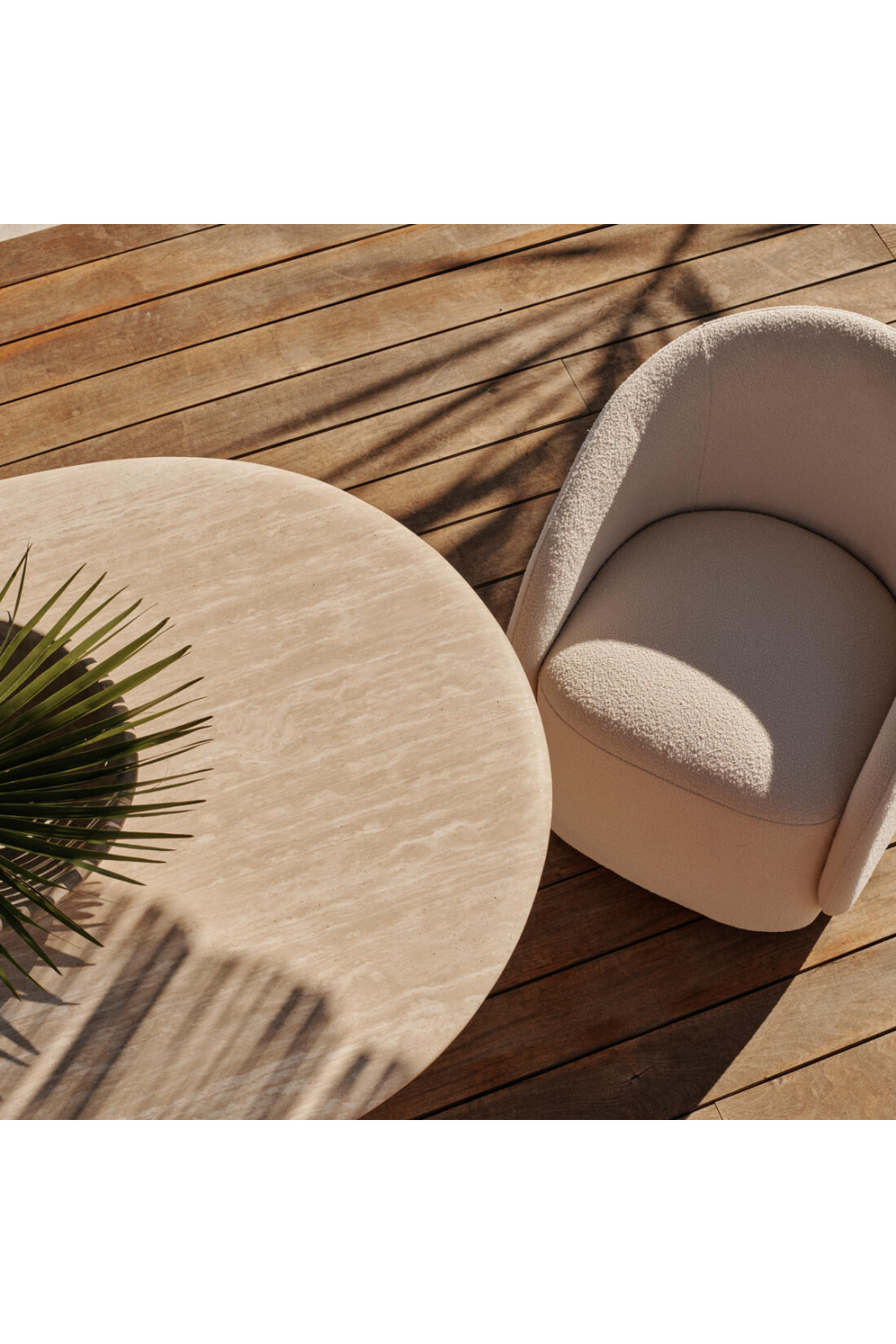 Oval Travertine Outdoor Dining Table | Andrew Martin Porto | Oroa.com