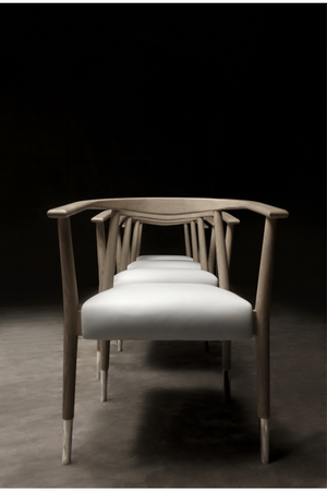 White Leather Upholstered Skandi Dining Chair | Andrew Martin Soho | Oroa.com