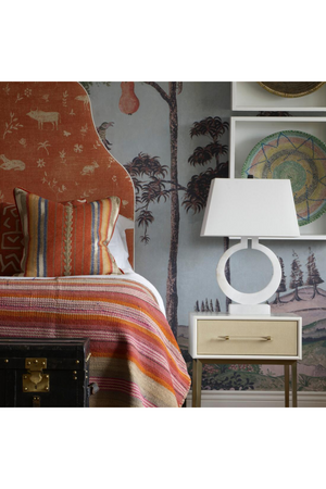 White Circular Base Modern Table Lamp | Andrew Martin Ring Form | Oroa.com