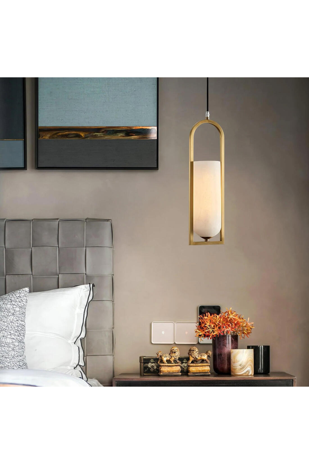 Elongated Alabaster Pendant Lamp | Andrew Martin Melange | Oroa.com