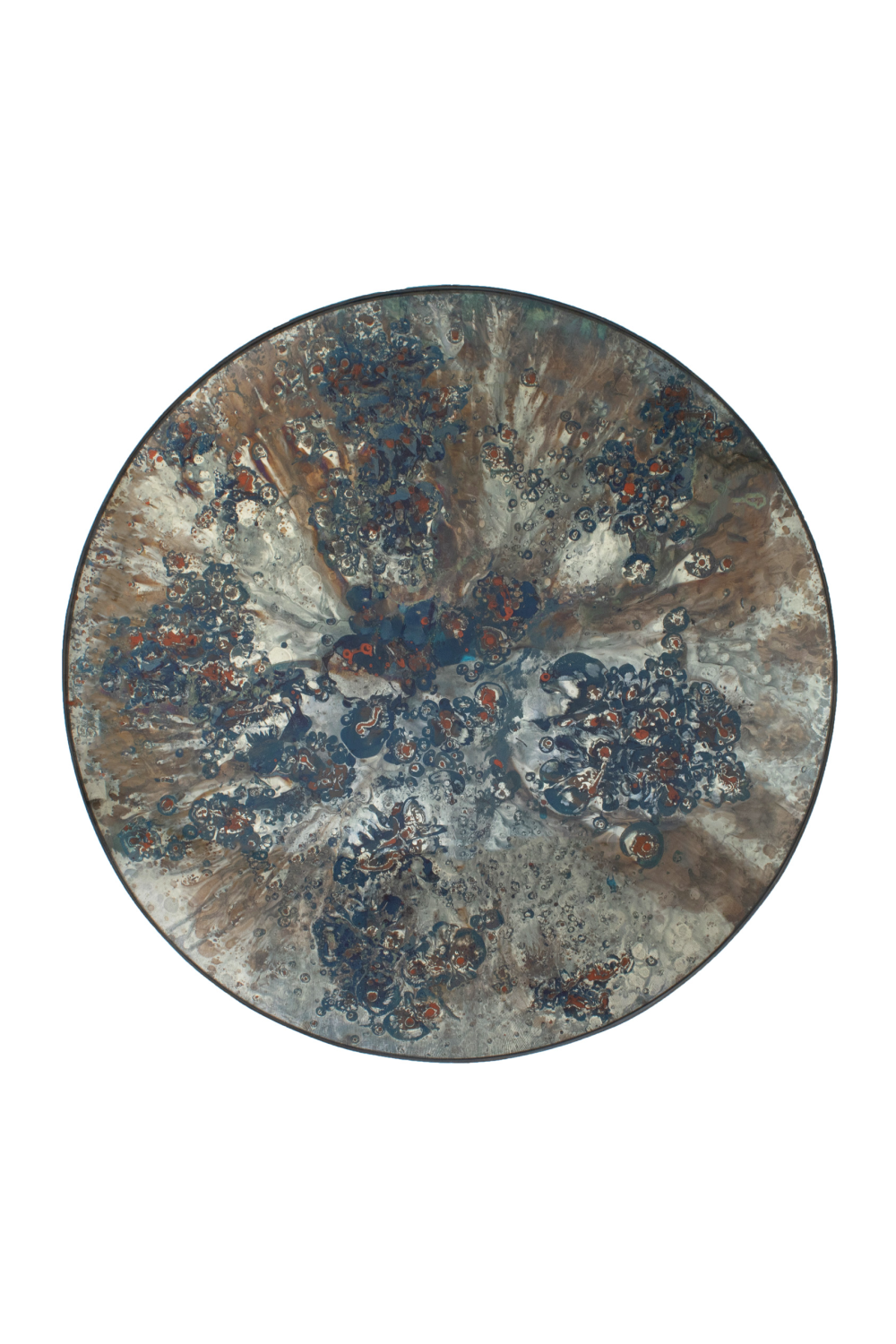 Aged Blue Round Convex Mirror | Andrew Martin Piccadilly | Oroa.com