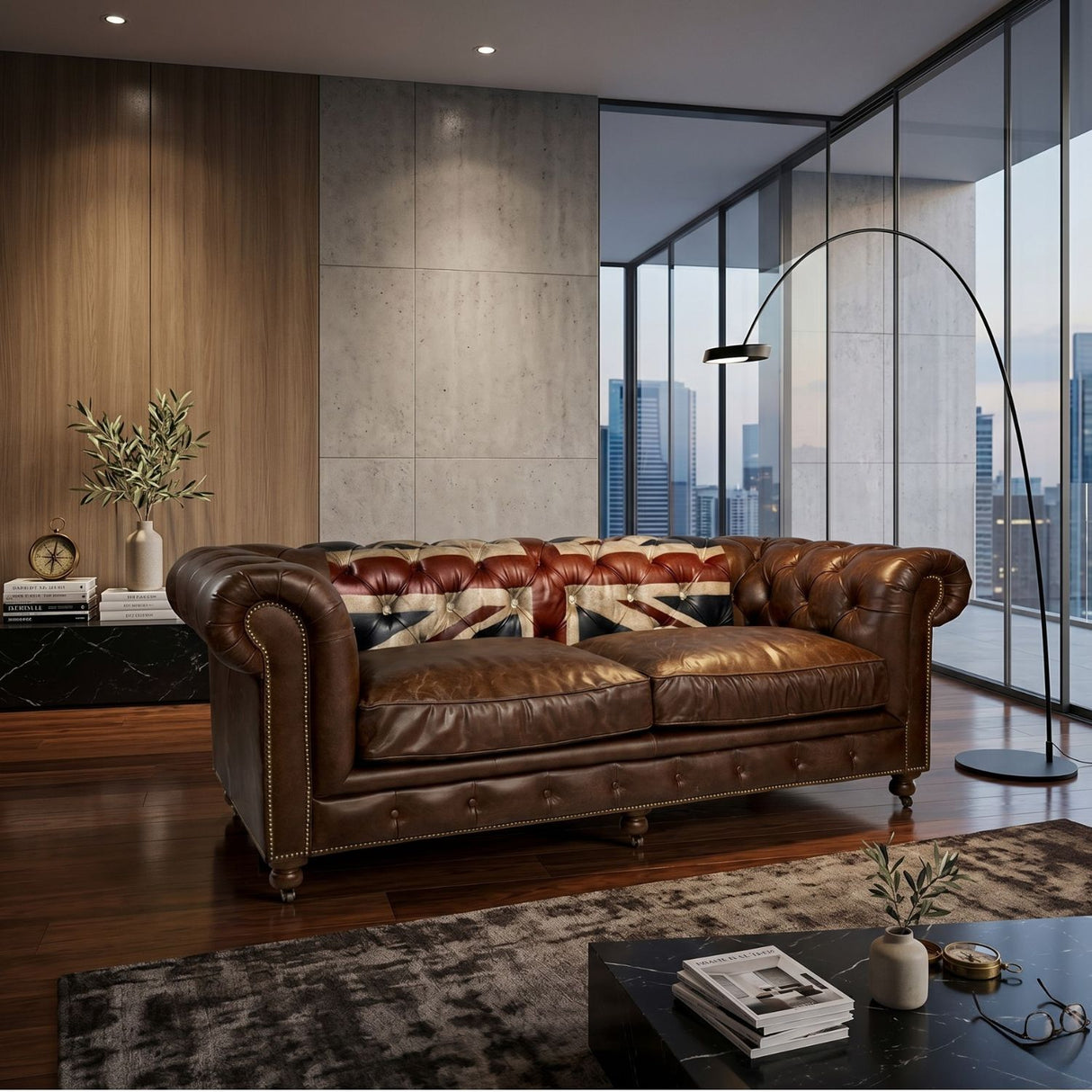   Dark Brown Leather Chesterfield Sofa | Oroa.com