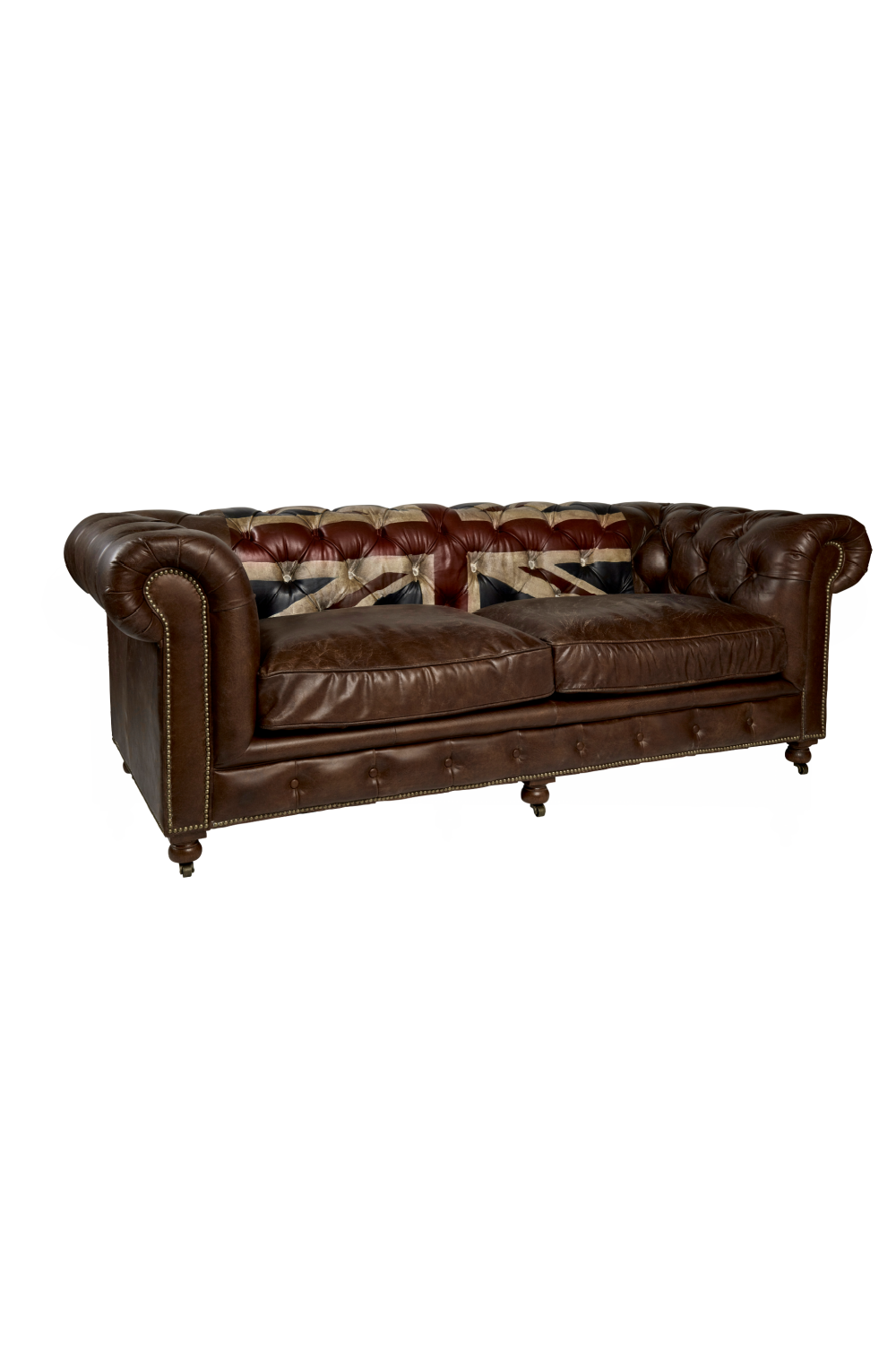 Dark Brown Leather Union Jack Sofa | Andrew Martin Rebel | OROA
