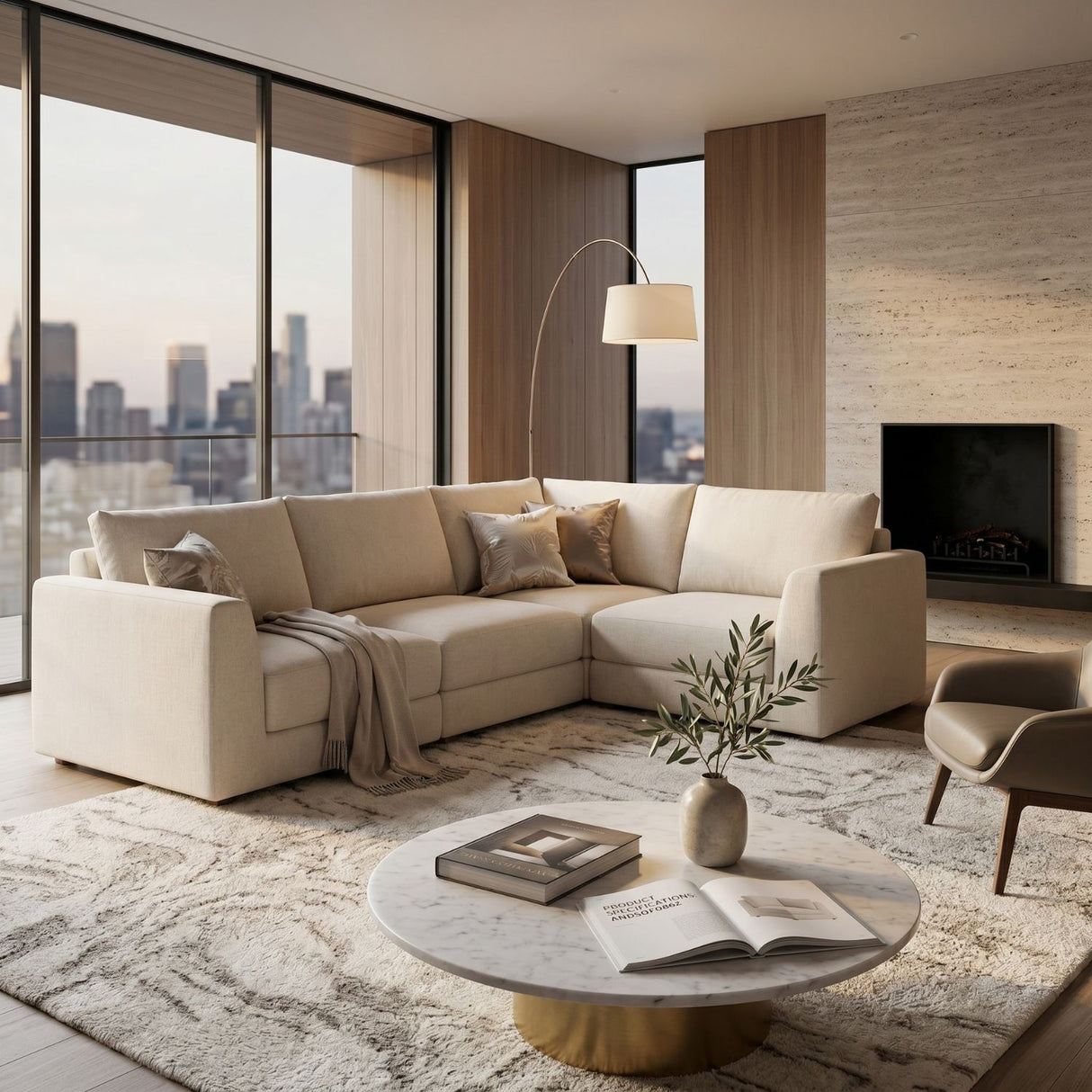   Neutral Linen Sectional Sofa | Oroa.com