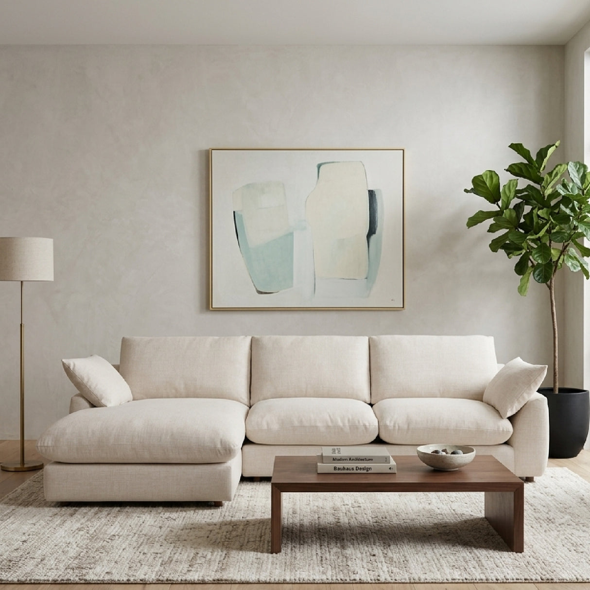   Neutral Linen Corner Sofa | Oroa.com