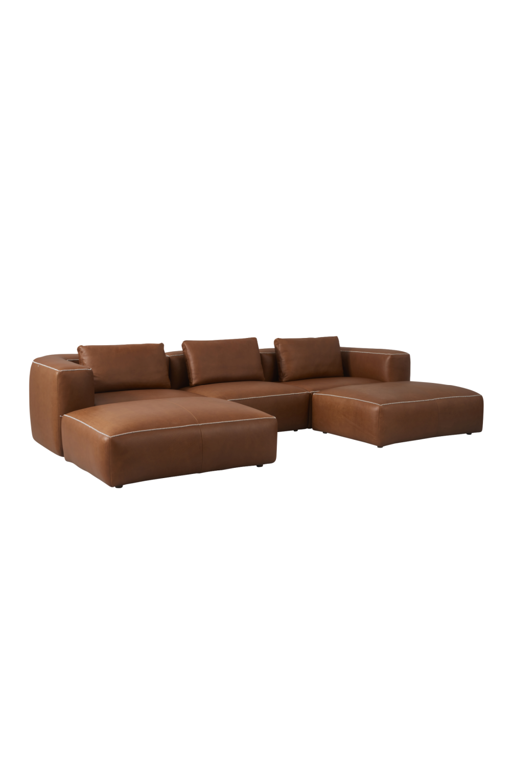 Brown Leather Modern Sectional Sofa | Andrew Martin Joshua | Oroa.com