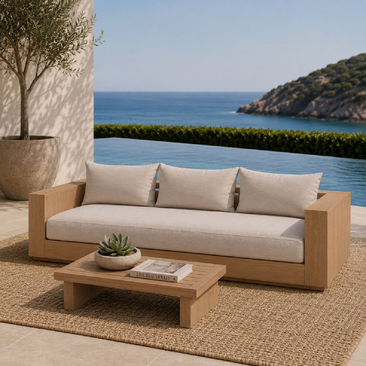   Outdoor Teak 3-Seater Sofa | Oroa.com