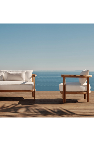 Padded Teak Outdoor 3-Seater Sofa | Andrew Martin Cove | Oroa.com