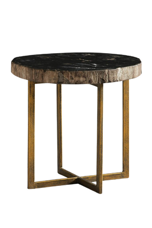 Round Petrified Wood Side Table | Andrew Martin Jonah | Oroa.com