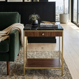   Black Marble Top Square Side Table S | Oroa.com