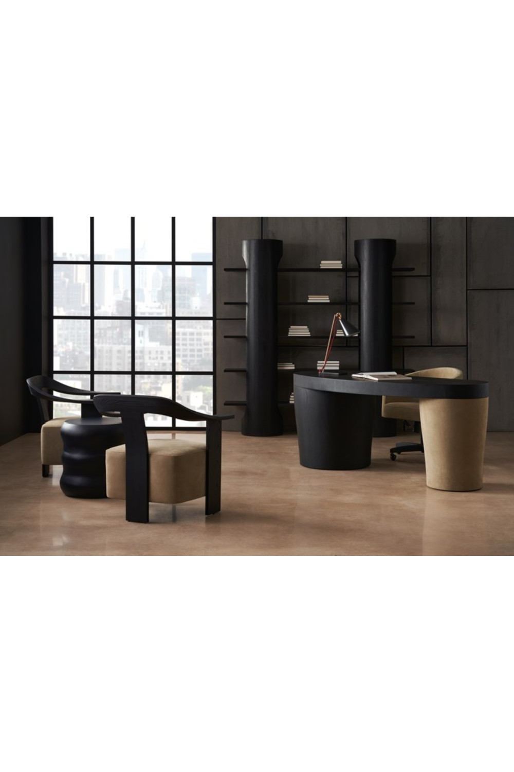 Matte Black Wavy Side Table | Andrew Martin Ama | Oroa.com