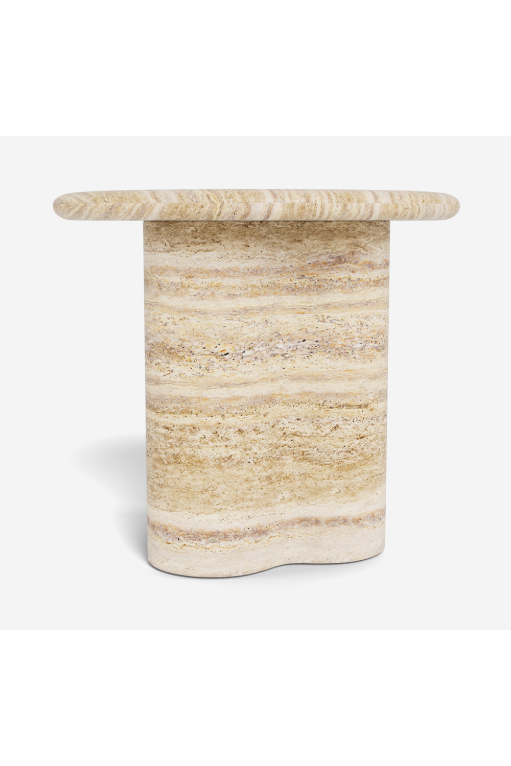 Round Travertine Outdoor Side Table | Andrew Martin Porto | Oroa.com
