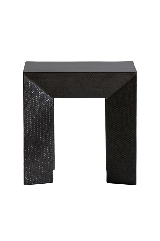 Black Bamboo Weave Side Table | Andrew Martin Jupiter | Oroa.com